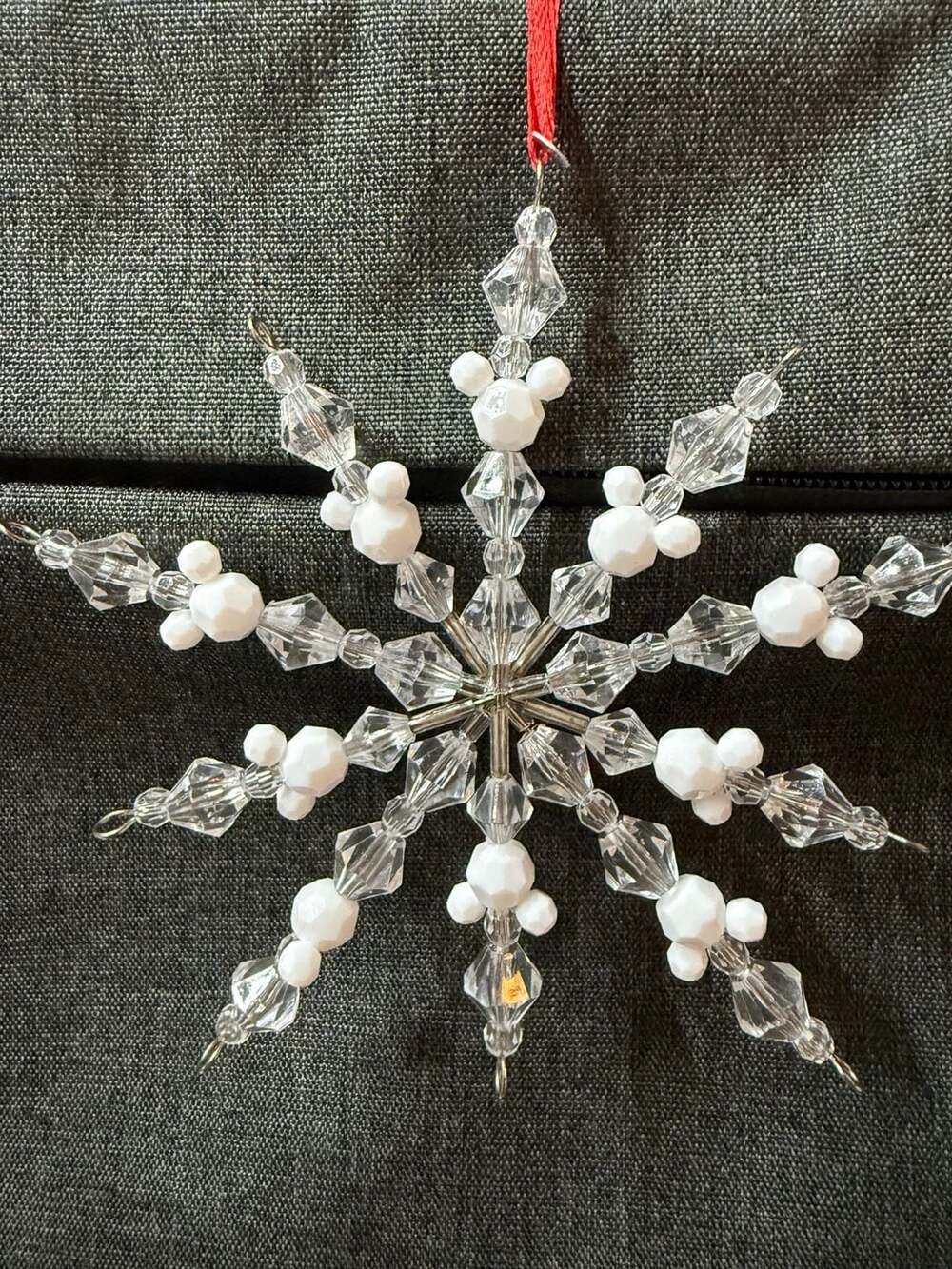Disney Parks Beaded Mickey Mouse Icon Snowflake Christmas Ornament NWT